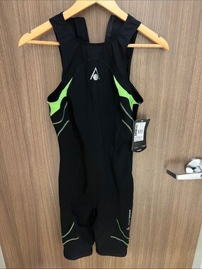Men's Black Swimskin with Lime Accents - Performance Open Water Suit